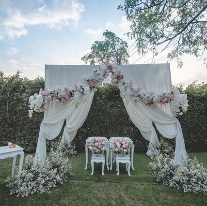 four flower bouquets on table